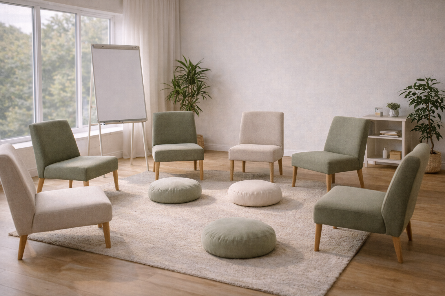 Workshops em Grupo - Sessões coletivas de bem-estar